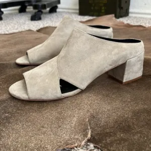 Rebecca Minkoff  Slate Ingrid Suede Open Toe Mules/Slides