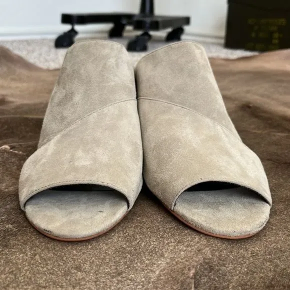 Rebecca Minkoff  Slate Ingrid Suede Open Toe Mules/Slides