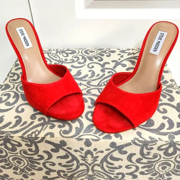 Red  Suede Steve Madden Mule
