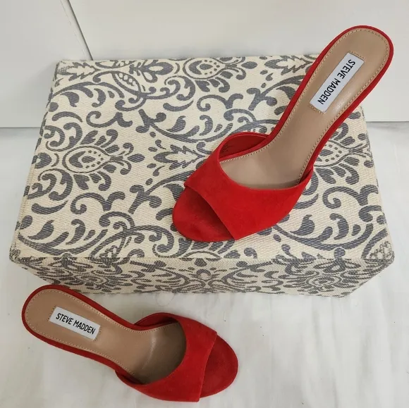 Red  Suede Steve Madden Mule