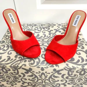 Red  Suede Steve Madden Mule