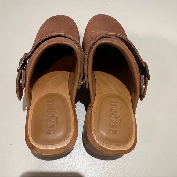 RE/DONE Suede Brown Tan Mules | 6