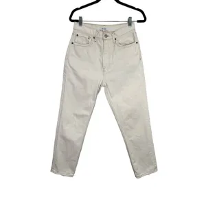 RE/DONE Women’s 70s High Rise Stove Pipe Button Fly Vintage White Worn Jeans 27