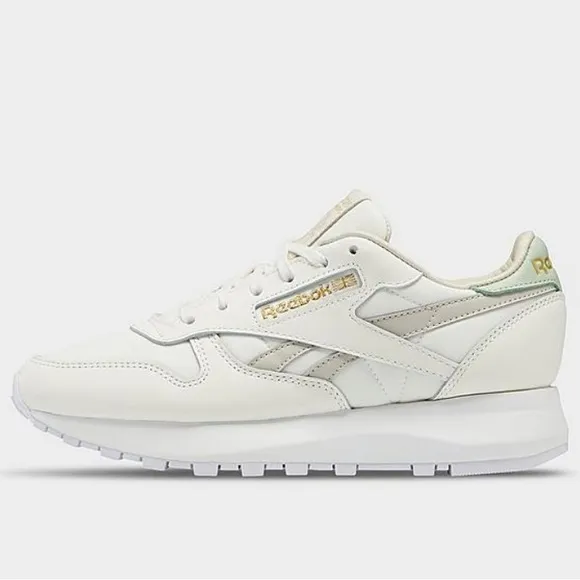 Reebok Classic Leather Casual Sneaker Sz 8 Ivory/Seafoam