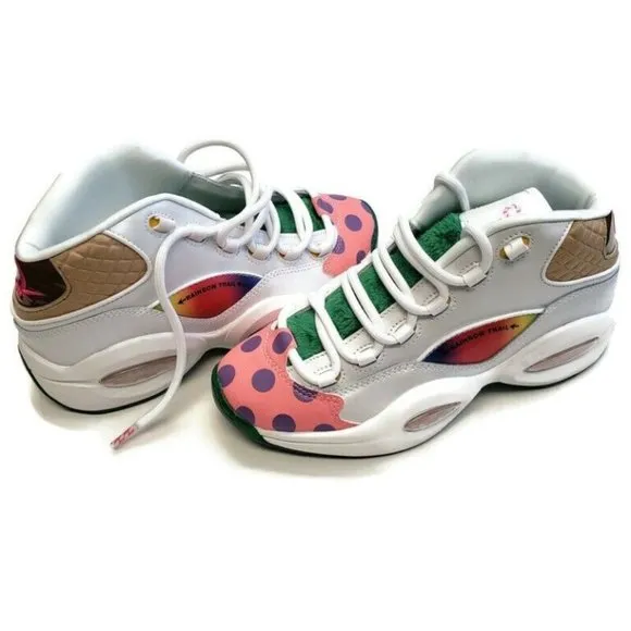 Reebok Question Mid Candy Land x Hasbro Iverson Rainbow Trail Size 4 GZ0081