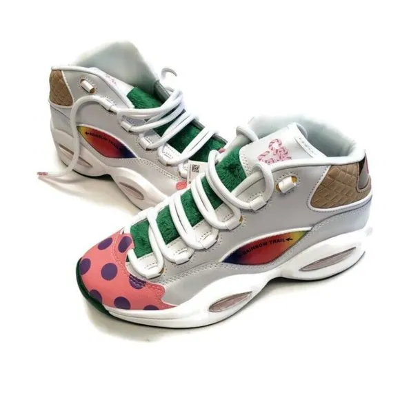 Reebok Question Mid Candy Land x Hasbro Iverson Rainbow Trail Size 4 GZ0081