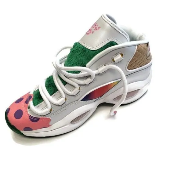 Reebok Question Mid Candy Land x Hasbro Iverson Rainbow Trail Size 4 GZ0081