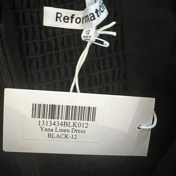 Reformation Black Yana Linen Midi Halter Dress Womens Size 12 NWT