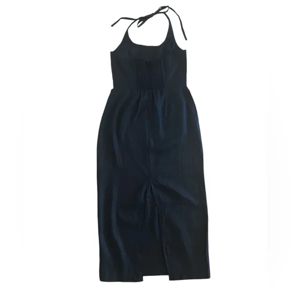 Reformation Black Yana Linen Midi Halter Dress Womens Size 12 NWT