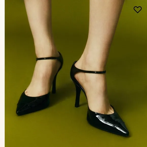 Reformation Kenny Bare Pump Leather Heels Black Pointed Toe