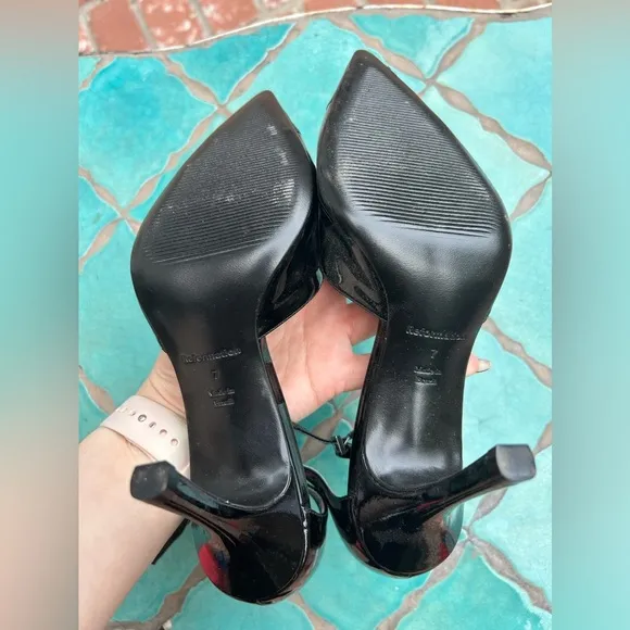 Reformation Kenny Bare Pump Leather Heels Black Pointed Toe