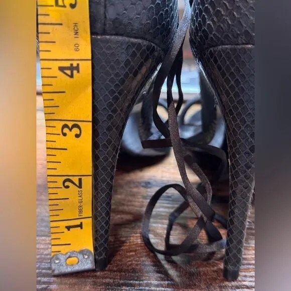 Reiss Black Coco Leather strappy heels size 41( 10US)