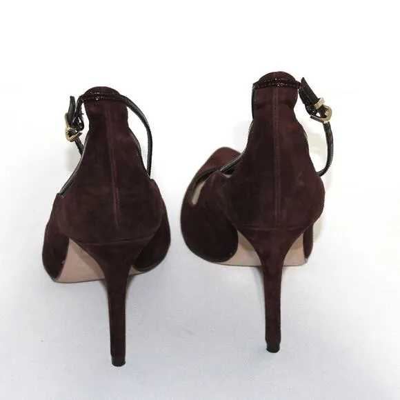 Reiss Brown Suede Pointed Toe Stiletto High Heels Size 8.5