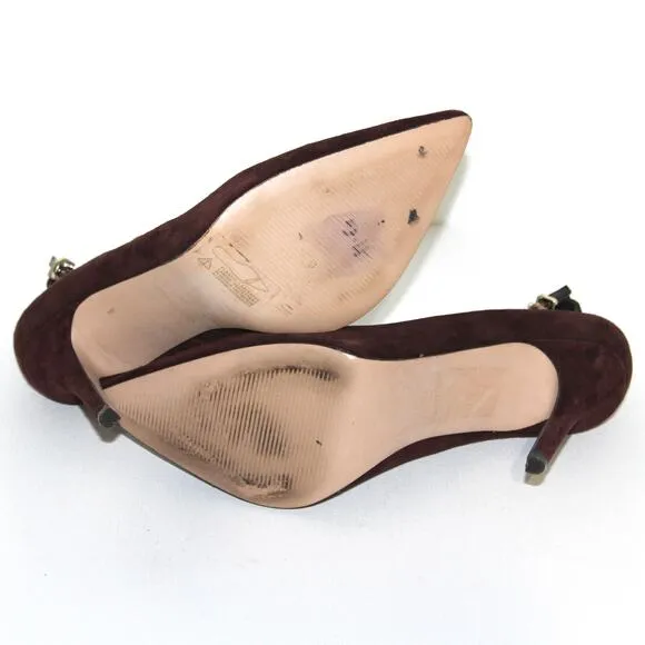 Reiss Brown Suede Pointed Toe Stiletto High Heels Size 8.5