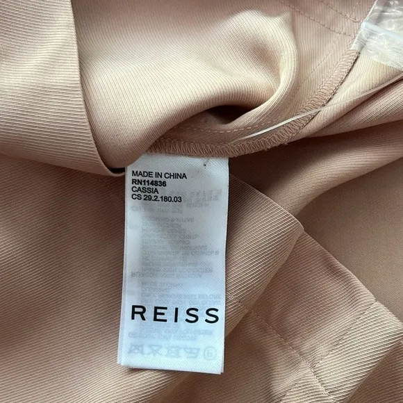 Reiss Cassia Nude Ladder Trim Detail Flippy Mini Dress Size 8