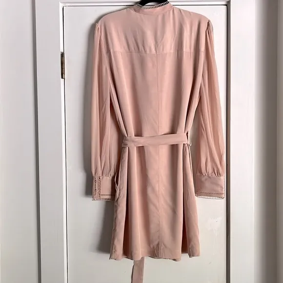 Reiss Cassia Nude Ladder Trim Detail Flippy Mini Dress Size 8