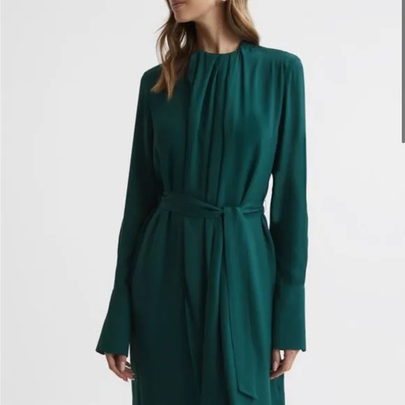 Reiss Phoenix Pleated Long Sleeve Midi Dress NWT (new w tags)