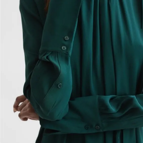 Reiss Phoenix Pleated Long Sleeve Midi Dress NWT (new w tags)