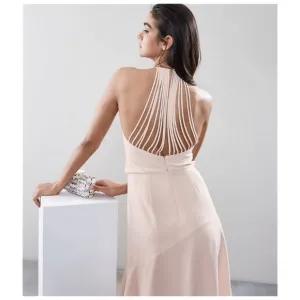 Reiss Pink Talin Strappy Back Midi Dress Size UK14/US10 NWT Flaw (Read)