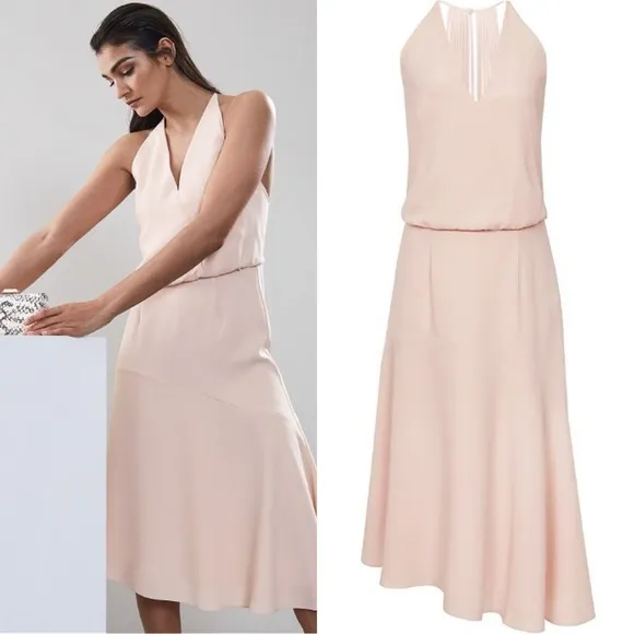 Reiss Pink Talin Strappy Back Midi Dress Size UK14/US10 NWT Flaw (Read)