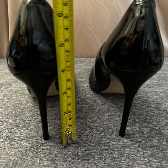 Reiss Pointed Slip On Court Black Patent Leather Heels Size US 7.5 EU 38