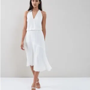REISS Talin Strappy-Back Midi Dress, Cream Size 0