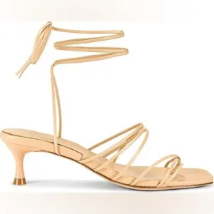 Revolve LPA Women’s Heels Size 9 Lucia Strappy Heel Nude Tan Box included EUC