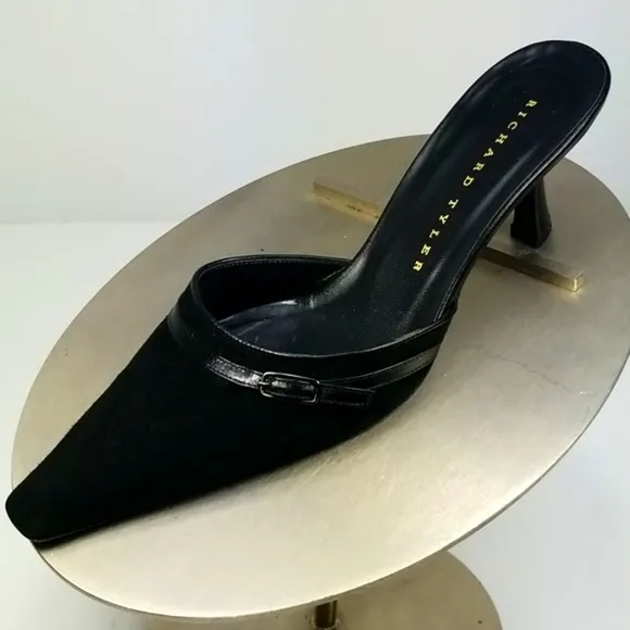 Richard Tyler Suede Pointed Toe Mule Heels