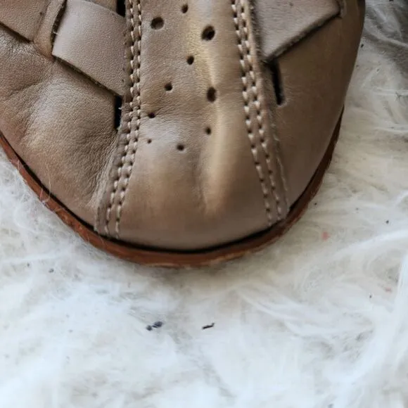 Rieker antistress closed toe basket weave leather sling back mules