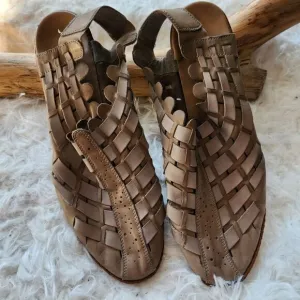 Rieker antistress closed toe basket weave leather sling back mules