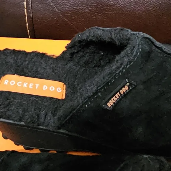 RocketDog Frann lined black suede platform mules - NIB size 8M