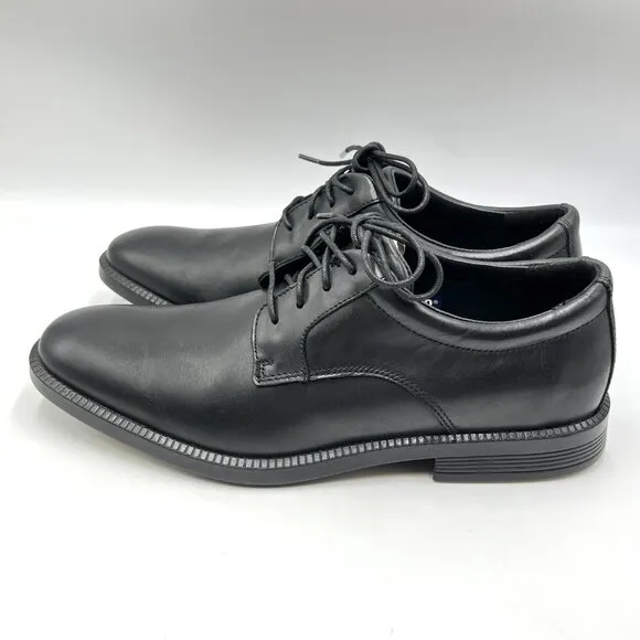 Rockport Mens Size 8 Dressports Plain Toe Black Leather Oxfords Shoes