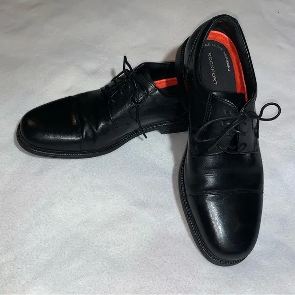 Rockport Plain Toe Mens Black Oxfords Shoes Sz 11.5