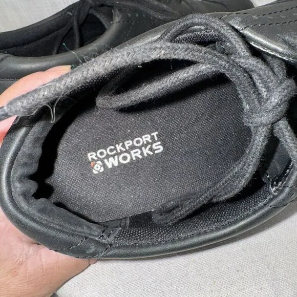 ROCKPORT WORKS Black Leather Steel Toe Safety Wing‎ Tip ASTM Oxfords 10.5