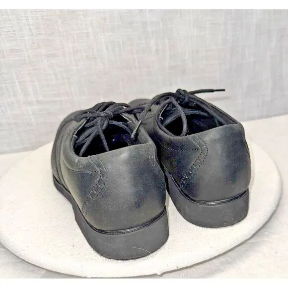 ROCKPORT WORKS Black Leather Steel Toe Safety Wing‎ Tip ASTM Oxfords 10.5