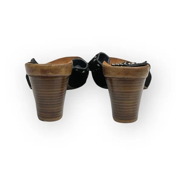 Romus ⌘ Suede Crystal Buckle Footbed Heeled Mules ⌘ Made in Spain ⌘ Black ⌘ 37