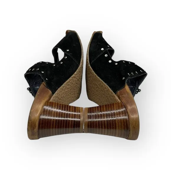 Romus ⌘ Suede Crystal Buckle Footbed Heeled Mules ⌘ Made in Spain ⌘ Black ⌘ 37