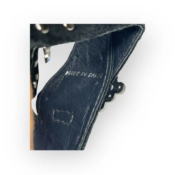 Romus ⌘ Suede Crystal Buckle Footbed Heeled Mules ⌘ Made in Spain ⌘ Black ⌘ 37