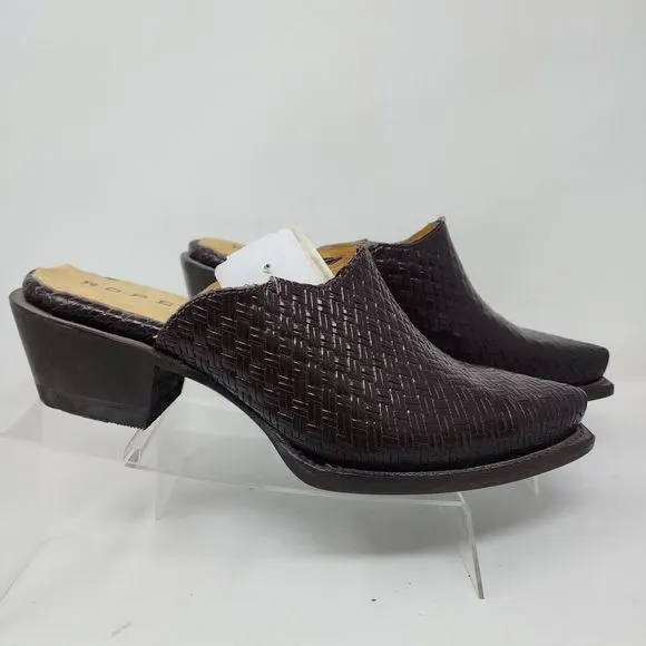 Roper Mules Womens 7 Brown Mary Leather Western Cowgirl Clogs Slip On Snip Toe