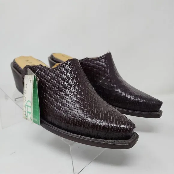 Roper Mules Womens 7 Brown Mary Leather Western Cowgirl Clogs Slip On Snip Toe