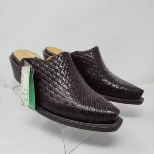 Roper Mules Womens 7 Brown Mary Leather Western Cowgirl Clogs Slip On Snip Toe