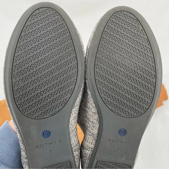 Rothy’s The Flat Taupe Heather Grey Heathered Neutral Round Toe Slip On Shoes 7