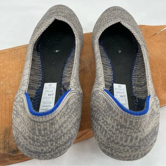 Rothy’s The Flat Taupe Heather Grey Heathered Neutral Round Toe Slip On Shoes 7