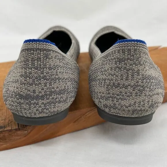 Rothy’s The Flat Taupe Heather Grey Heathered Neutral Round Toe Slip On Shoes 7