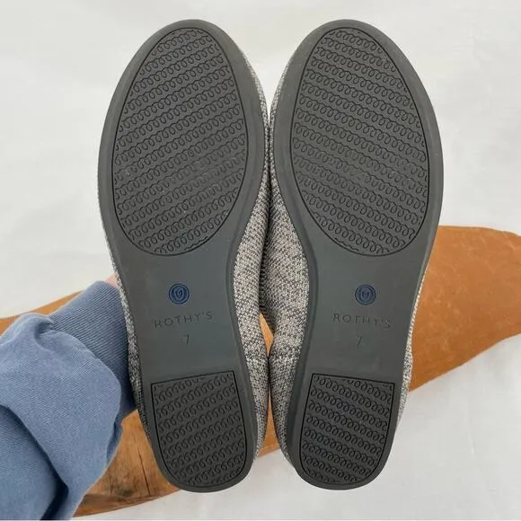 Rothy’s The Flat Taupe Heather Grey Heathered Neutral Round Toe Slip On Shoes 7
