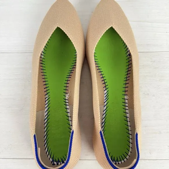 Rothy’s The Point II Flats Womens 9 Slip On Shoes Ecru Beige Neutral Pointed Toe