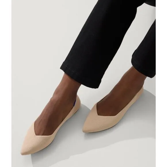 Rothy’s The Point II Flats Womens 9 Slip On Shoes Ecru Beige Neutral Pointed Toe