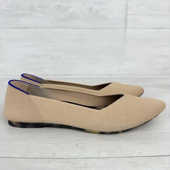 Rothy’s The Point II Flats Womens 9 Slip On Shoes Ecru Beige Neutral Pointed Toe