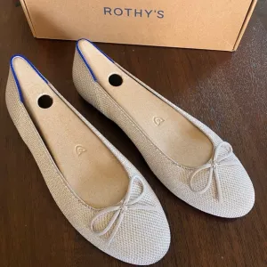 Rothy's Women's Beige &amp; Silver Ballet Flats
