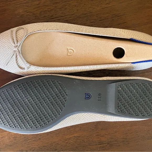 Rothy's Women's Beige &amp; Silver Ballet Flats